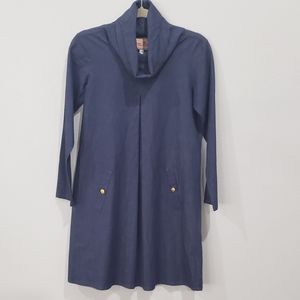 Grace Baker Made in the USA Long Sleeve Turtleneck Dress w/ Front Pleat, Size XS